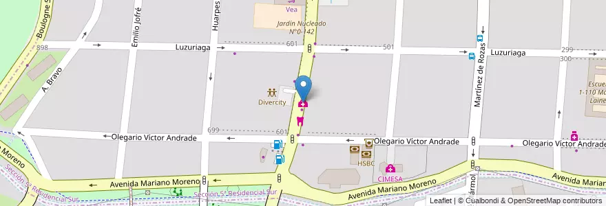Mapa de ubicacion de Uroclínica en Аргентина, Чили, Мендоса, Departamento Capital, Ciudad De Mendoza, Sección 5ª Residencial Sur.