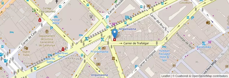 Mapa de ubicacion de Urquinaona en Spain, Catalonia, Barcelona, Barcelonès, Barcelona.