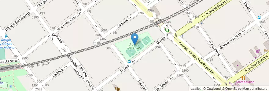 Mapa de ubicacion de Urquiza Tenis Club, Villa Pueyrredon en آرژانتین, Ciudad Autónoma De Buenos Aires, Comuna 12, Buenos Aires.