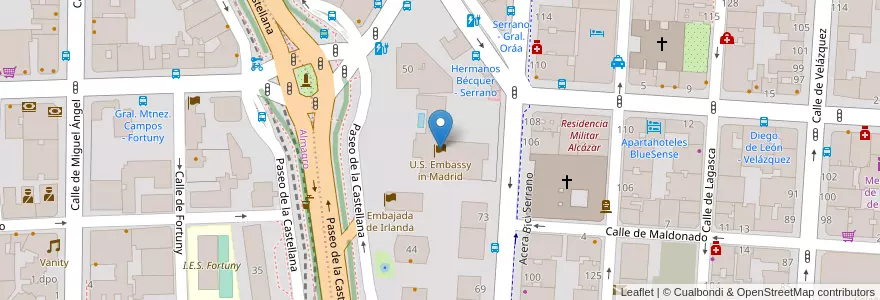 Mapa de ubicacion de U.S. Embassy in Madrid en Spanje, Comunidad De Madrid, Comunidad De Madrid, Área Metropolitana De Madrid Y Corredor Del Henares, Madrid.