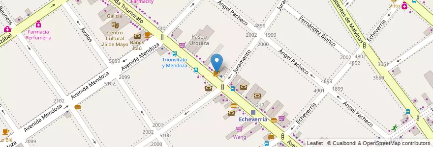 Mapa de ubicacion de Usina Cafetera, Villa Urquiza en Аргентина, Буэнос-Айрес, Comuna 12, Буэнос-Айрес.