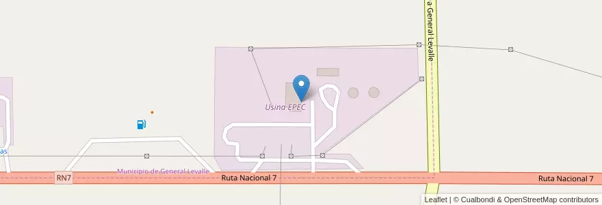 Mapa de ubicacion de Usina EPEC en آرژانتین, Córdoba, Departamento Presidente Roque Sáenz Peña, Pedanía La Amarga, Municipio De General Levalle.