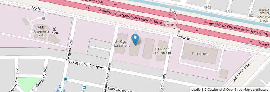 Mapa de ubicacion de UT Rigar - La Estrella en アルゼンチン, コルドバ州, Departamento Capital, Pedanía Capital, Córdoba, Municipio De Córdoba.