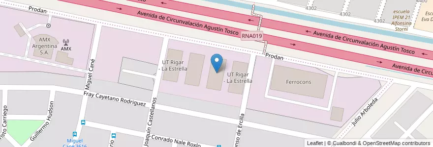 Mapa de ubicacion de UT Rigar - La Estrella en Arjantin, Córdoba, Departamento Capital, Pedanía Capital, Córdoba, Municipio De Córdoba.
