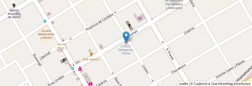 Mapa de ubicacion de UTEDYC Delegación Ezeiza en Arjantin, Buenos Aires, Partido De Ezeiza, Ezeiza.