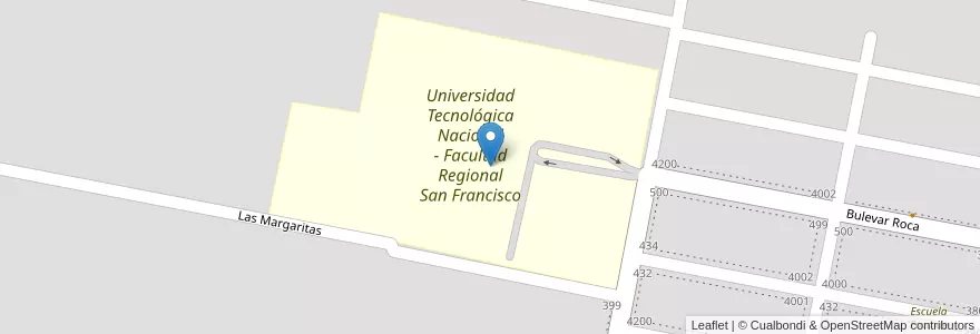 Mapa de ubicacion de U.T.N. en アルゼンチン, コルドバ州, Departamento San Justo, Pedanía Juárez Celman, Municipio De San Francisco, San Francisco.