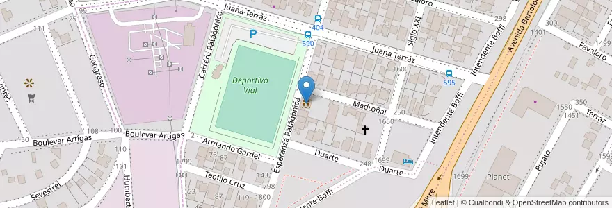 Mapa de ubicacion de UV Nuevos Pobladores en 아르헨티나, 칠레, 산타크루스주, Deseado, Caleta Olivia.