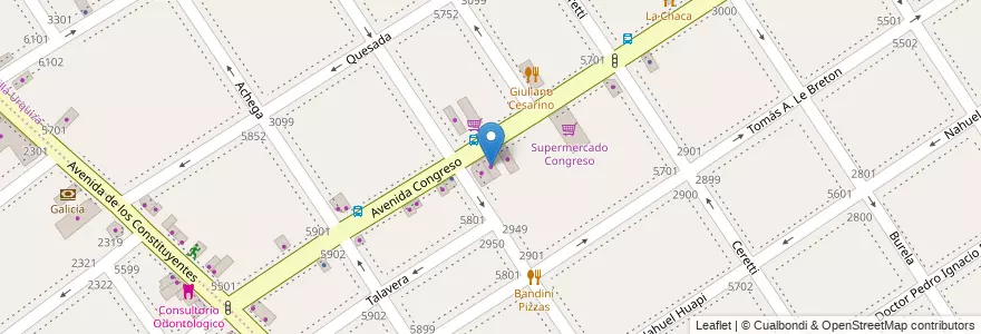 Mapa de ubicacion de V8 Taller Cervecero, Villa Urquiza en 阿根廷, Ciudad Autónoma De Buenos Aires, Comuna 12, 布宜诺斯艾利斯.