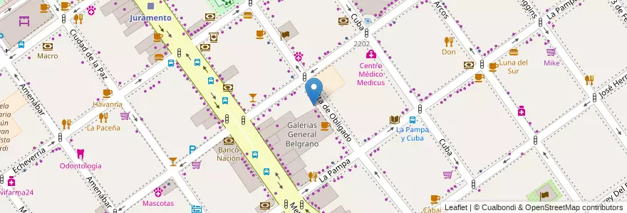 Mapa de ubicacion de Vaccaro, Belgrano en آرژانتین, Ciudad Autónoma De Buenos Aires, Buenos Aires, Comuna 13.