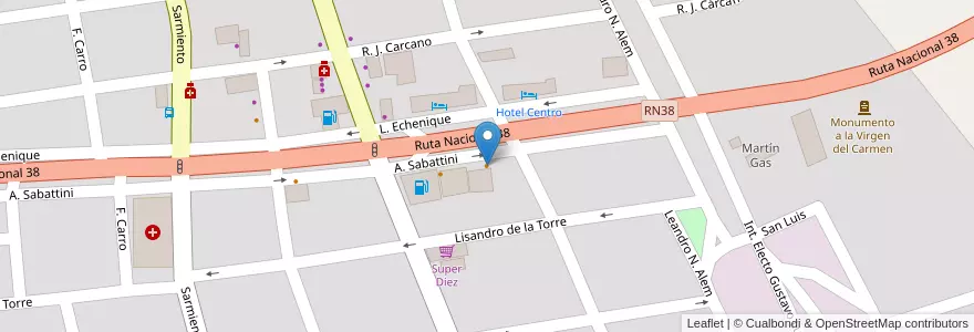 Mapa de ubicacion de Vado Resto-Bar en الأرجنتين, Córdoba, Departamento Cruz Del Eje, Municipio De Cruz Del Eje, Pedanía Cruz Del Eje, Cruz Del Eje.