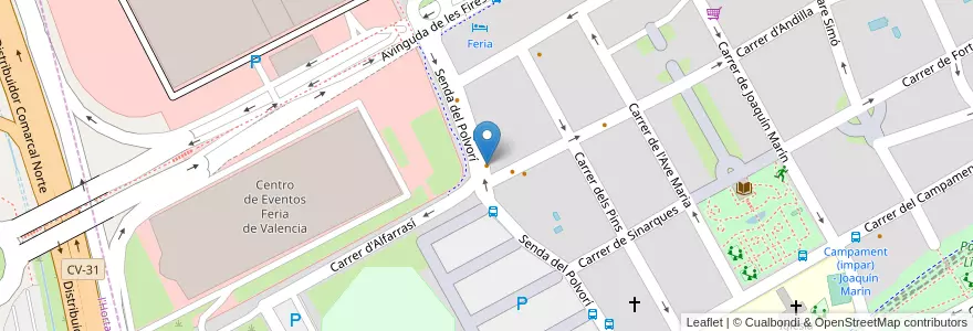 Mapa de ubicacion de Valencia Restaurante en スペイン, バレンシア州, València / Valencia, Comarca De València, València.