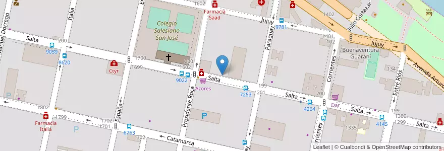 Mapa de ubicacion de Valentina sándwiches en アルゼンチン, サンタフェ州, Departamento Rosario, Municipio De Rosario, ロサリオ.