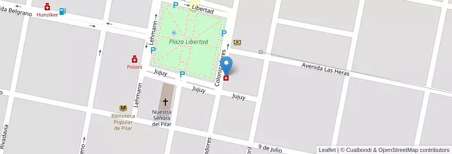 Mapa de ubicacion de Valentini en Argentinië, Santa Fe, Departamento Las Colonias, Municipio De Pilar, Pilar.