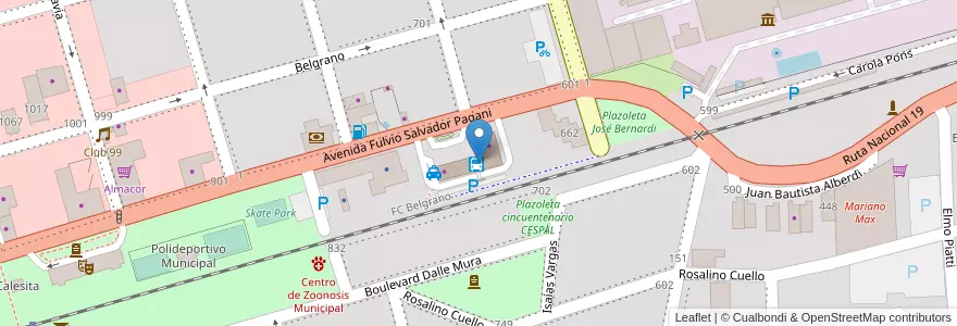 Mapa de ubicacion de Valentino Bar-Cafe en Arjantin, Córdoba, Departamento San Justo, Municipio Arroyito, Pedanía Arroyito, Arroyito.