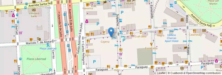 Mapa de ubicacion de Valentino Bar, Retiro en アルゼンチン, Ciudad Autónoma De Buenos Aires, Comuna 1, ブエノスアイレス.