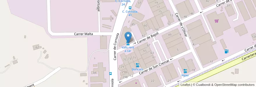 Mapa de ubicacion de Valls rent a car en スペイン, バレアレス諸島, España (Mar Territorial), Menorca, バレアレス諸島, Maó.