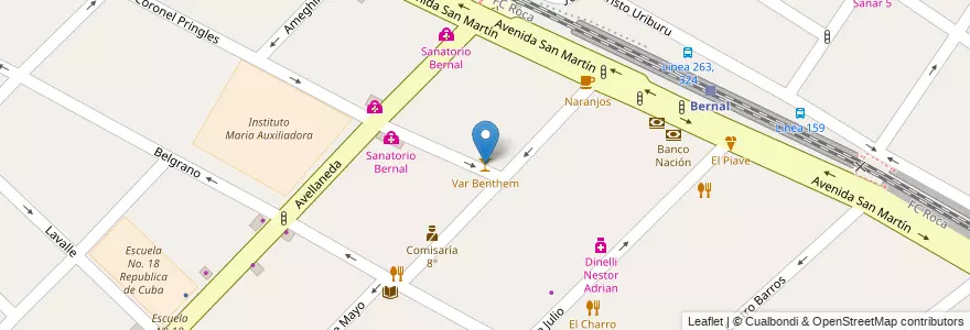 Mapa de ubicacion de Var Benthem en Arjantin, Buenos Aires, Partido De Quilmes, Bernal.