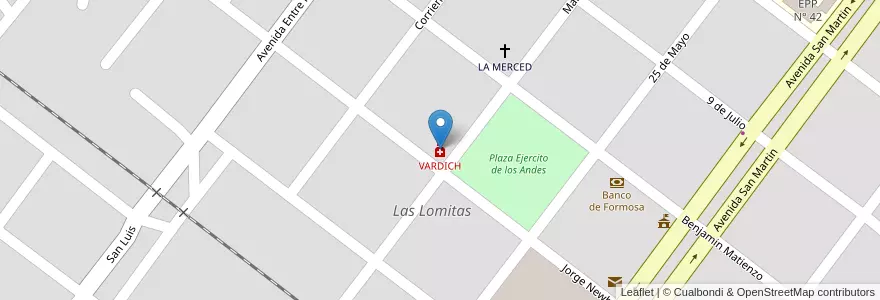 Mapa de ubicacion de VARDICH en アルゼンチン, フォルモサ州, Departamento Patiño, Municipio De Las Lomitas, Las Lomitas.