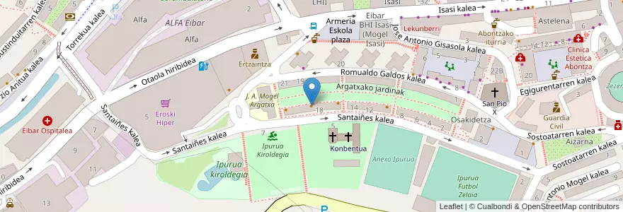 Mapa de ubicacion de Vasco-Manchego en Espagne, Pays Basque Autonome, Guipuscoa, Debabarrena, Eibar.