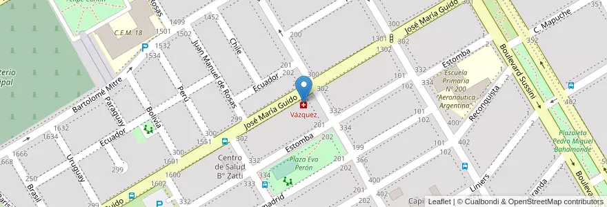 Mapa de ubicacion de Vázquez en آرژانتین, استان ریو نگرو، آرژانتین, Departamento Adolfo Alsina, Viedma, Viedma.