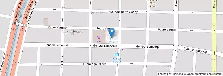 Mapa de ubicacion de Vea en アルゼンチン, チリ, メンドーサ州, Distrito Dorrego.