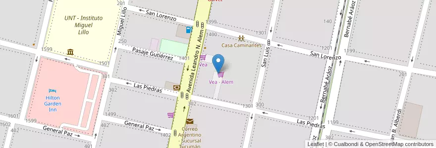 Mapa de ubicacion de Vea - Alem en 아르헨티나, Tucumán, San Miguel De Tucumán, Departamento Capital, San Miguel De Tucumán.