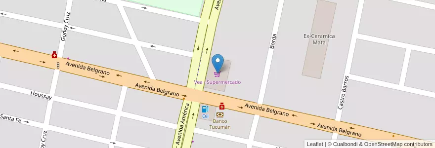Mapa de ubicacion de Vea - Supermercado en Argentinien, Tucumán, San Miguel De Tucumán, Departamento Capital, San Miguel De Tucumán.
