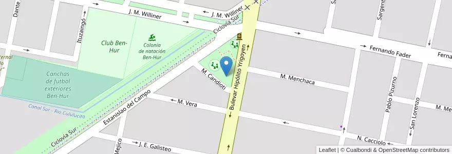 Mapa de ubicacion de Vecinal Barrio Pizzurno en アルゼンチン, サンタフェ州, Departamento Castellanos, Municipio De Rafaela.