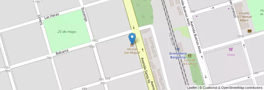 Mapa de ubicacion de Vecinal San Miguel en アルゼンチン, サンタフェ州, Departamento Rosario, Municipio De Granadero Baigorria, Granadero Baigorria.