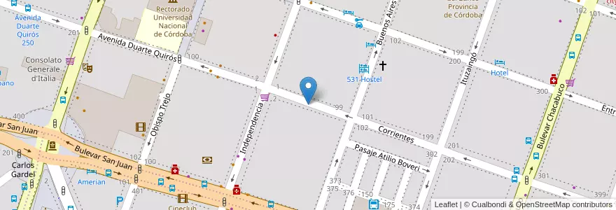 Mapa de ubicacion de Veggie place en アルゼンチン, コルドバ州, Departamento Capital, Pedanía Capital, Córdoba, Municipio De Córdoba.
