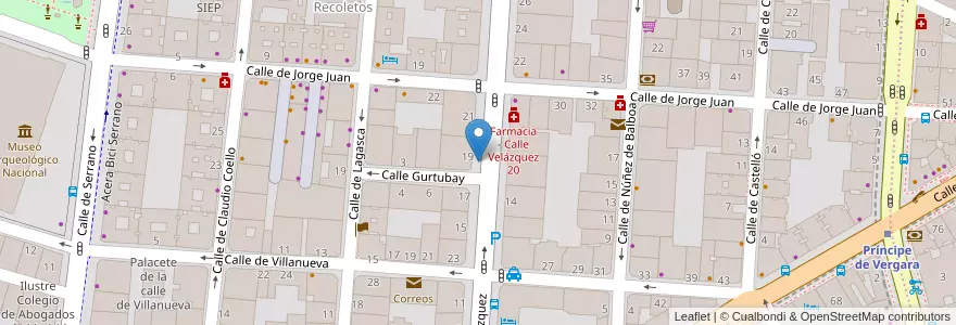 Mapa de ubicacion de VELAZQUEZ, CALLE, DE,19 en Spanje, Comunidad De Madrid, Comunidad De Madrid, Área Metropolitana De Madrid Y Corredor Del Henares, Madrid.