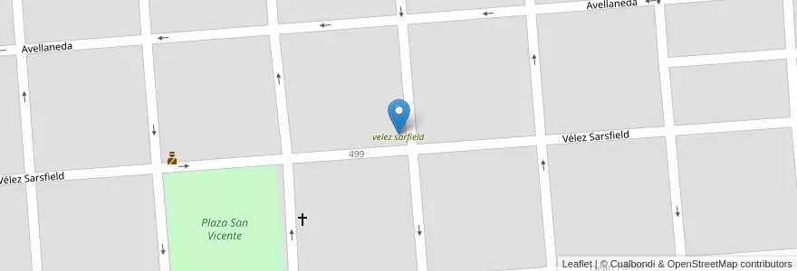 Mapa de ubicacion de velez sarfield en Arjantin, Córdoba, Departamento Unión, Pedanía Bell Ville, Municipio De Bell Ville, Bell Ville.