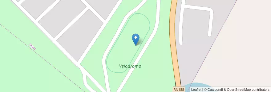 Mapa de ubicacion de Velodromo en アルゼンチン, ブエノスアイレス州, Partido De Rojas, Rojas.