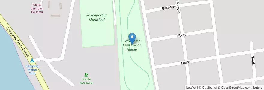 Mapa de ubicacion de Velódromo Juan Carlos Haedo en الأرجنتين, بوينس آيرس, Partido De Chascomús, Chascomús.