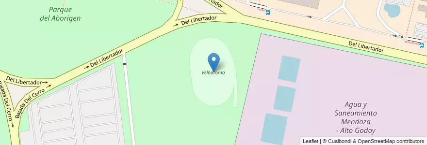 Mapa de ubicacion de Velódromo en Arjantin, Şili, Mendoza, Departamento Capital, Sección 9ª Parque General San Martín, Ciudad De Mendoza.