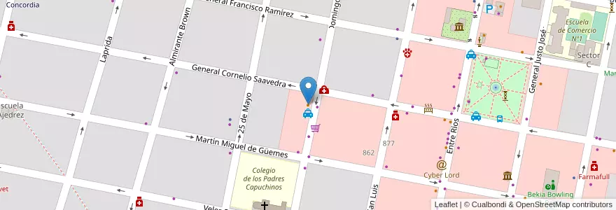 Mapa de ubicacion de Velvet Bar en アルゼンチン, エントレ・リオス州, Departamento Concordia, Distrito Suburbios, Concordia, Concordia.