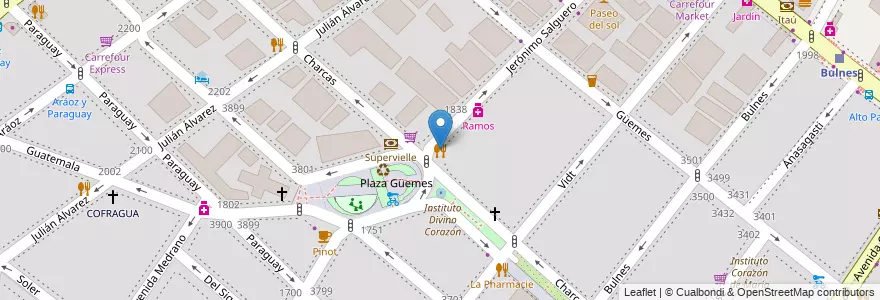 Mapa de ubicacion de Velvet, Palermo en アルゼンチン, Ciudad Autónoma De Buenos Aires, ブエノスアイレス, Comuna 14.