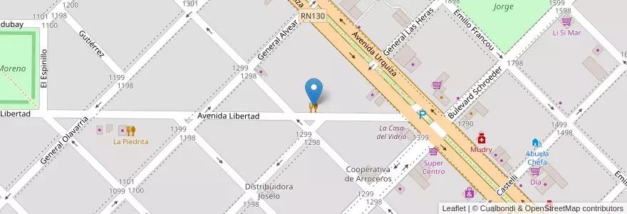 Mapa de ubicacion de Venecia en アルゼンチン, エントレ・リオス州, Departamento Colón, Distrito Segundo, Villa Elisa, Villa Elisa.
