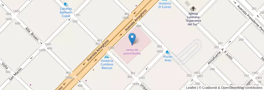 Mapa de ubicacion de venta de automóviles en アルゼンチン, チリ, チュブ州, Departamento Futaleufú, Esquel.