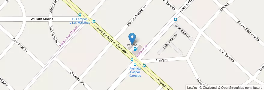 Mapa de ubicacion de Ventas en Arjantin, Buenos Aires, Partido De San Miguel, San Miguel.
