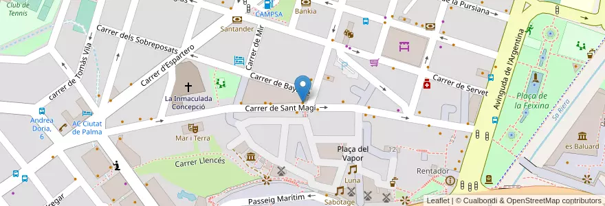 Mapa de ubicacion de Ventuno Bar en 스페인, 발레아레스 제도, España (Mar Territorial), 팔마데, 발레아레스 제도, 팔마데.