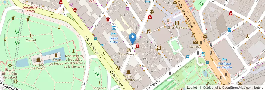 Mapa de ubicacion de VENTURA RODRIGUEZ, CALLE, DE,22 en اسپانیا, بخش خودمختار مادرید, بخش خودمختار مادرید, Área Metropolitana De Madrid Y Corredor Del Henares, مادرید.