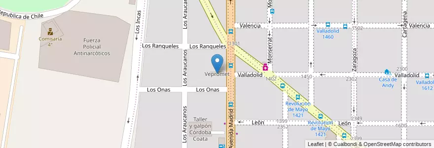 Mapa de ubicacion de Vepromet en Аргентина, Кордова, Departamento Capital, Pedanía Capital, Córdoba, Municipio De Córdoba.