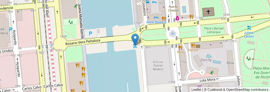Mapa de ubicacion de Vera Peñaloza, Puerto Madero en Argentinië, Ciudad Autónoma De Buenos Aires, Comuna 1, Buenos Aires.