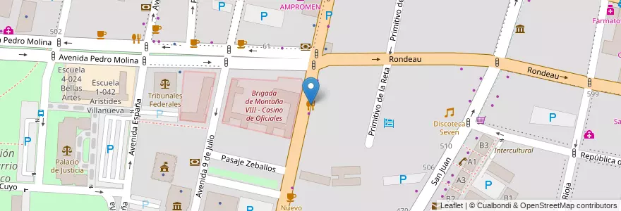 Mapa de ubicacion de Vera en Argentina, Chile, Mendoza, Departamento Capital, Sección 2ª Barrio Cívico, Ciudad De Mendoza.