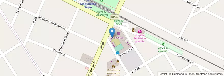 Mapa de ubicacion de verduleria ruta 26 en آرژانتین, استان بوئنوس آیرس, Partido De Escobar, Maquinista Savio.