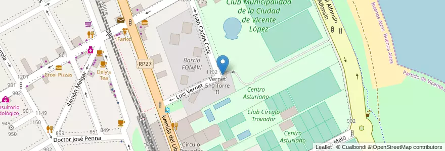 Mapa de ubicacion de Vernet 510 Torre I en Аргентина, Буэнос-Айрес, Partido De Vicente López, Vicente López.