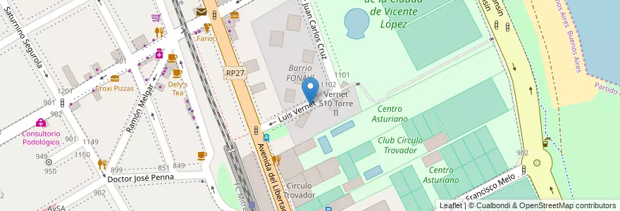 Mapa de ubicacion de Vernet 520 Torre III en アルゼンチン, ブエノスアイレス州, Partido De Vicente López, Vicente López.