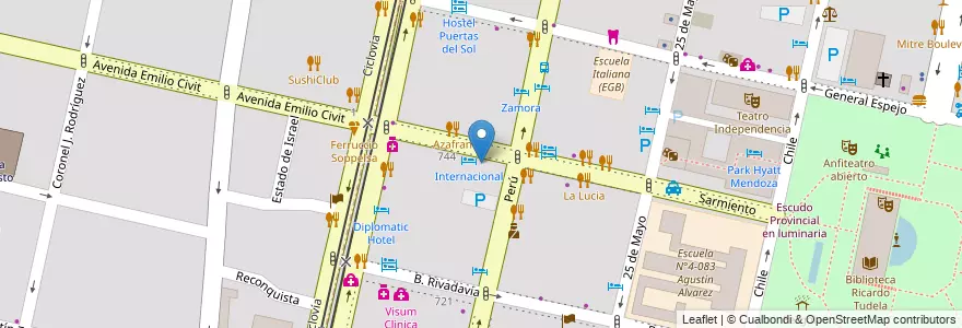 Mapa de ubicacion de Verolio en Аргентина, Чили, Мендоса, Departamento Capital, Sección 2ª Barrio Cívico, Ciudad De Mendoza.