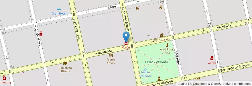 Mapa de ubicacion de Verón en Arjantin, Buenos Aires, Partido De Coronel De Marina Leonardo Rosales, Punta Alta.